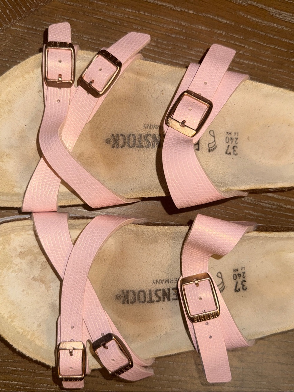 Birkenstock Franca sandals shiny light rose shimmer embossed regular fit boho 37
